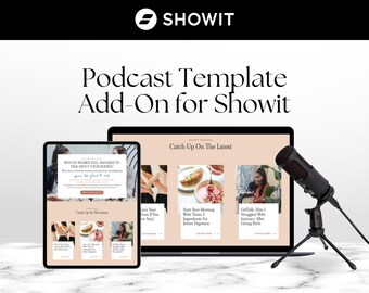 Podcast Showit Landing Page Add-On Template, Neutral Aesthetic Design for Podcaster, Coaches, Influencers, Bloggers and Female Entrepreneurs