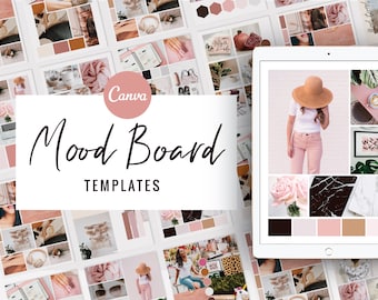Canva Mood Board Templates, Inspiration Board, Editable Moodboard, Bundle, DIY Canva Mood Board Template Kit