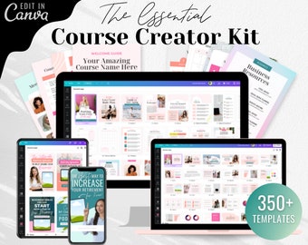 Course Creator Kit, Canva Course Templates, Course Bundle, Sales Page Website, Slide Deck, Course Planner Template