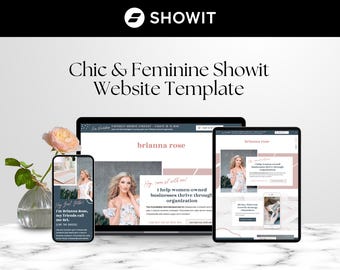 Feminine Showit Website Template, Full Website Design for Social Media Managers and Virtual Assistants, Modern Girly Theme