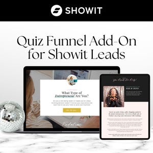 Dodatek do strony quizu Showit „Feminine Clean”, generowanie leadów i quiz opt-in dla trenerów i twórców kursów