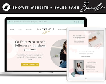 Showit Website Template & Sales Page Bundle for Creatives, Coaches, Entrepreneurs