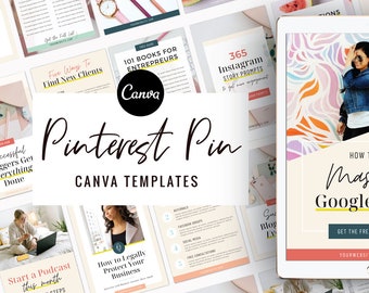 Canva Pinterest Pin Templates: Social Media Design (Digital Download)