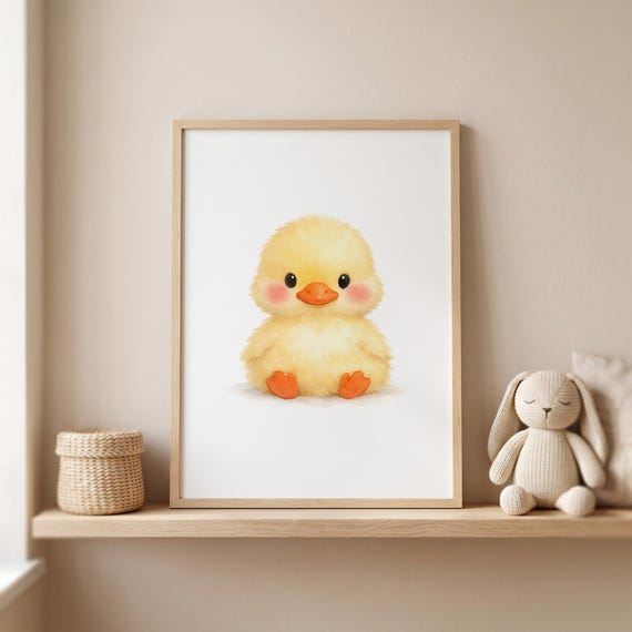 Soft Watercolor Duckling Art Print - Adorable Nursery Printable, Cozy Pastel Decor, Cute Playful Wall Art for Kids' Room Download 145 FAC by CuriosityPrintStudio