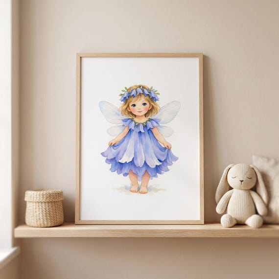 Bluebell Fairy Wall Art Printable | Whimsical Nursery Decor | Cottagecore Girls Bedroom Print CCFF by CuriosityPrintStudio