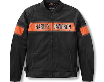 Giacca da motociclista Harley-Davidson da uomo, bianca e nera, in rete – Giacca da motociclista leggera