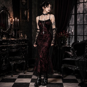 Witch Burgundy Dress - Etsy Witch Burgundy Dress - Etsy