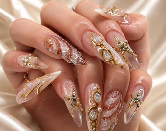 Handmade Cat-Eye Press On Nails, Universe Art Set/Gift For Her