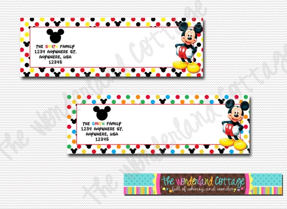 items similar to mickey mouse mailing labels on etsy