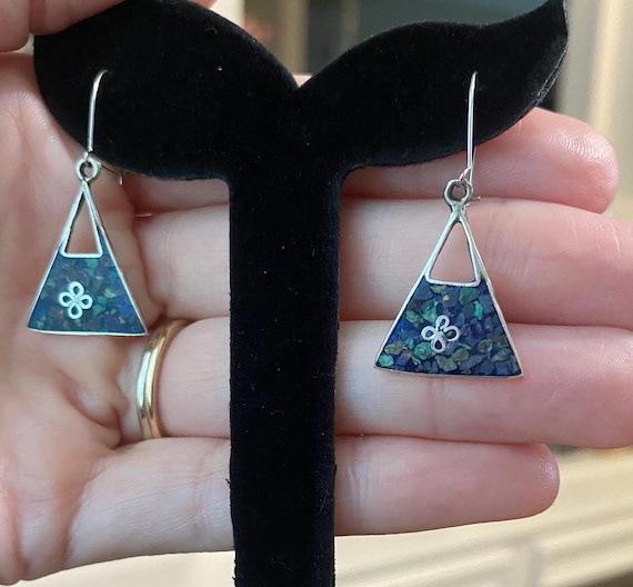 VTG Taxco Sterling Silver & Turquoise Dangle Earrings