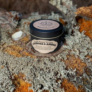 Oak Moss and Amber organic Massage Oil Candle
