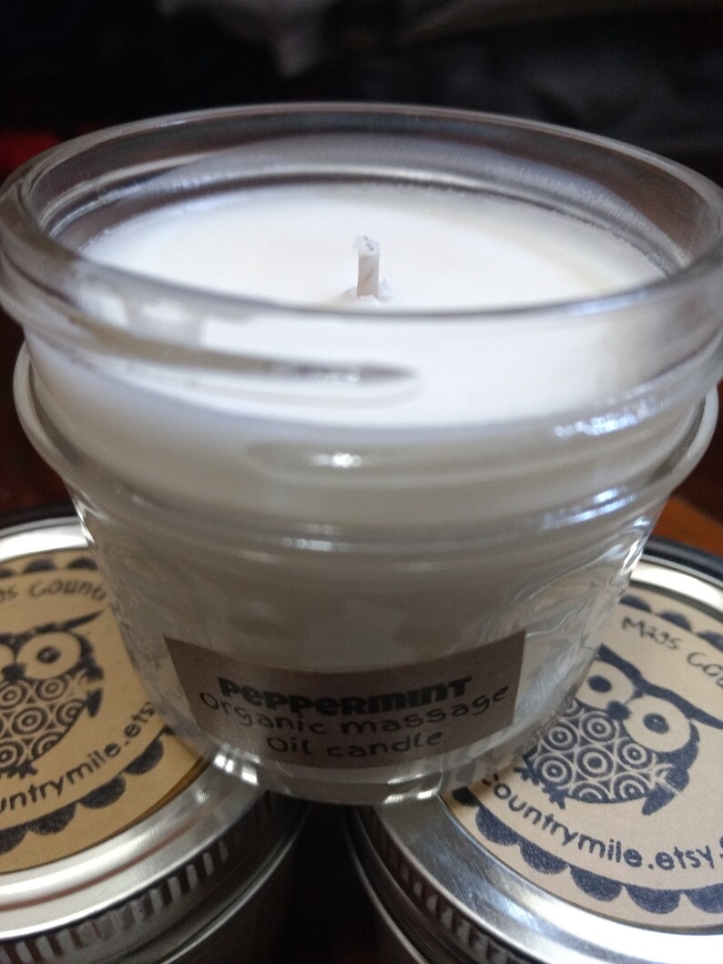 Peppermint Organic Massage Oil Candle Etsy