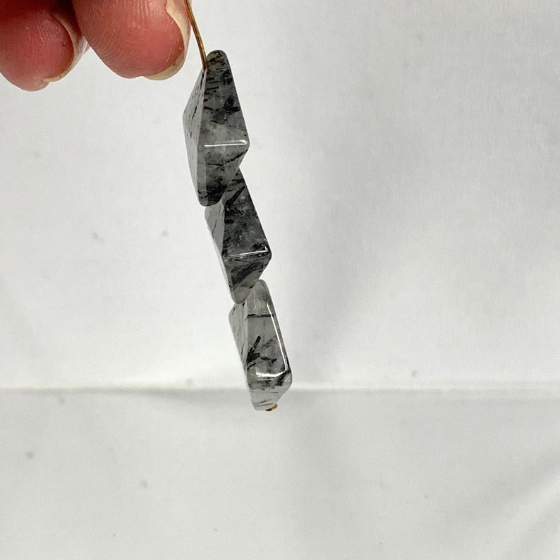 Tourmaline and Quartz Square Overlapping Black and White Beads