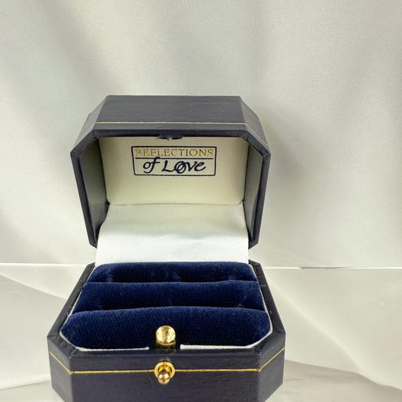 Leatherette Double Wedding Ring Push Button Box, … - image 1