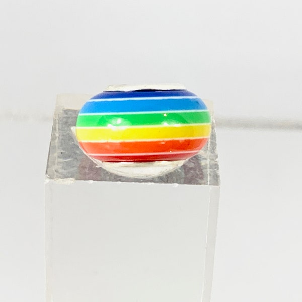 LGBTQ Rainbow 925 Resin Spacer Bead for 5 mm European Hole Charm Bracelet