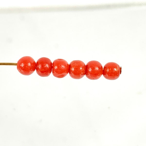 Round Red Mediterranean Vintage Coral Beads 5 mm