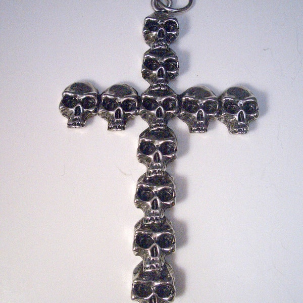 Goth-Skull Cross Anhänger großer Jahrgang Tod Schmuck