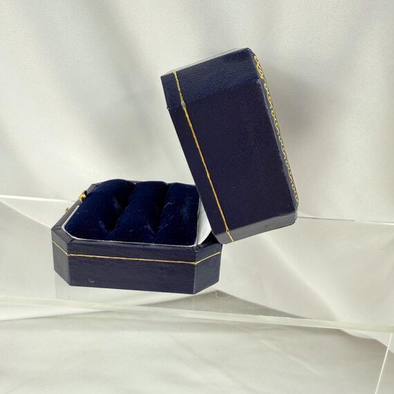 Leatherette Double Wedding Ring Push Button Box, … - image 2