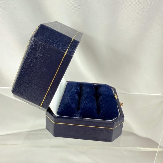Leatherette Double Wedding Ring Push Button Box, … - image 4