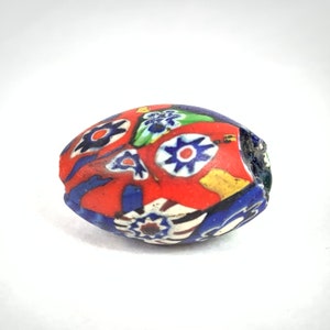 Venetian Murano Millefiori Oval African Blue Core Trade Bead, Rare Beauty Vintage