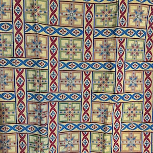 Jacquard Upholstery Fabric in Exquisite Byzantine Gold, Red, and Turquoise Pattern