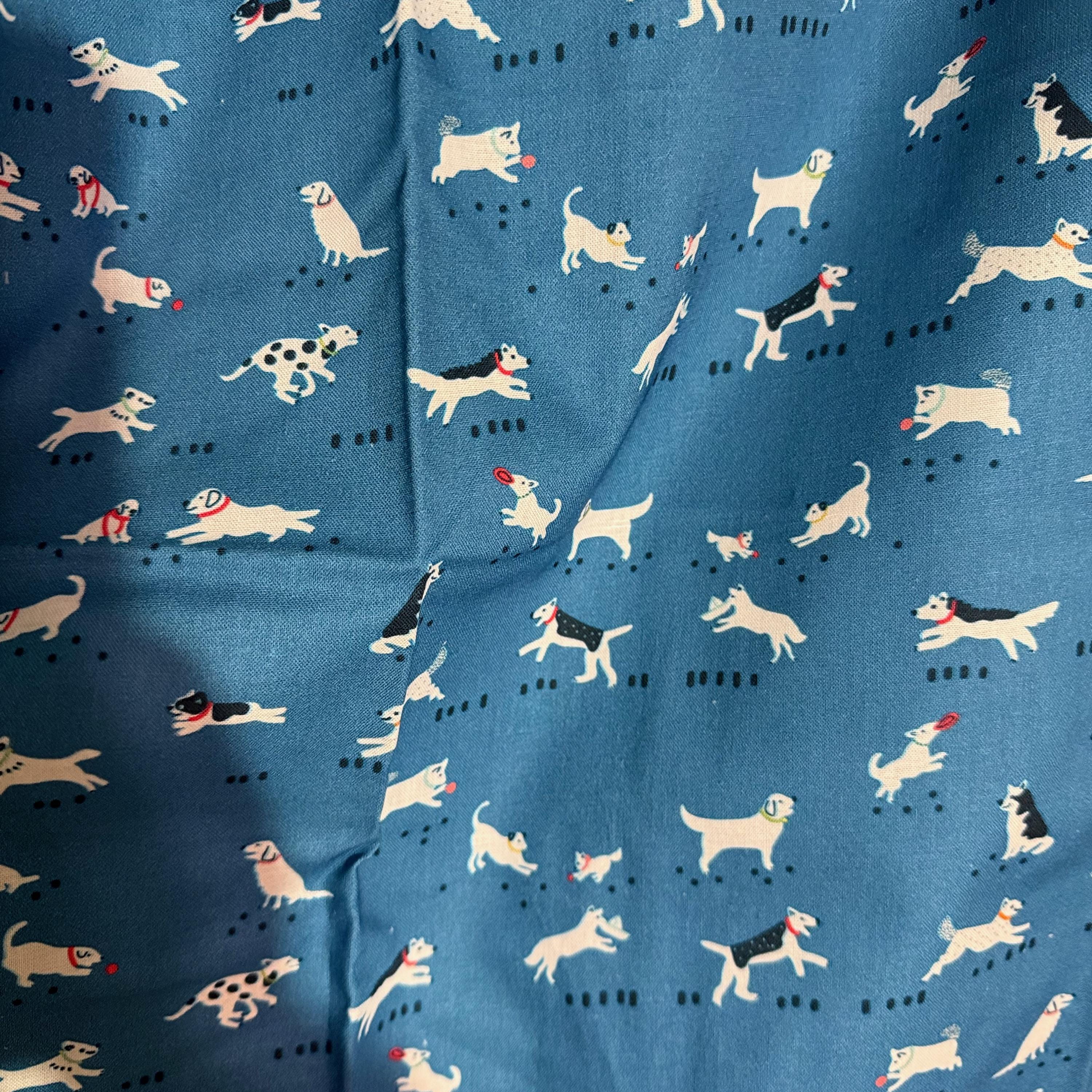 Dog Theme Cotton Fabric: Solvejg Makaretz Whimsical Print