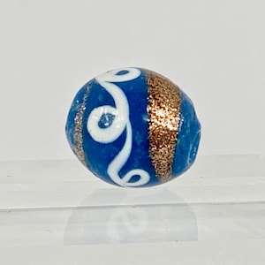 Venetian Lampwork Trail Blue and Aventurine Bead, Rare Beauty Vintage