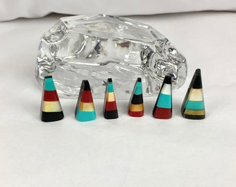 Santo Domingo Pueblo Vintage Triangle Tab Intarsia Gemstone Pendant