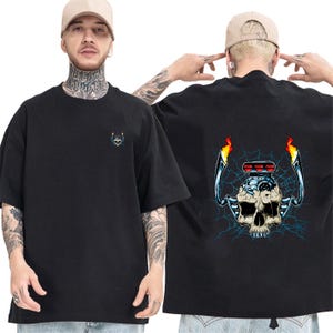 Skull Engine Fire T-Shirt Design | Biker Mechanic Graphic Tee PNG PSD | Digital Download