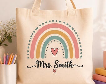 Personalized Teacher Name PNG | Boho Rainbow Design (Digital Download)
