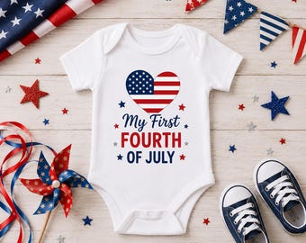 My First Fourth of July Baby Bodysuit | Patriotic USA Onesie (Digital Download)