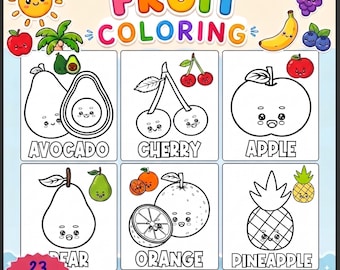 Fruit Coloring Pages for Kids | 20+ Kawaii Fruits| Toddler Preschool Activity (PDF, JPG)