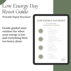 Low Energy Day Reset Guide, Gentle Routines for Overwhelm, Executive Dysfunction, Stress and Burnout Support , Digital Download, Printable