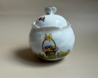 Vintage German Porcelain Sugar Bowl — Freiberger Porzellan, Sachsen