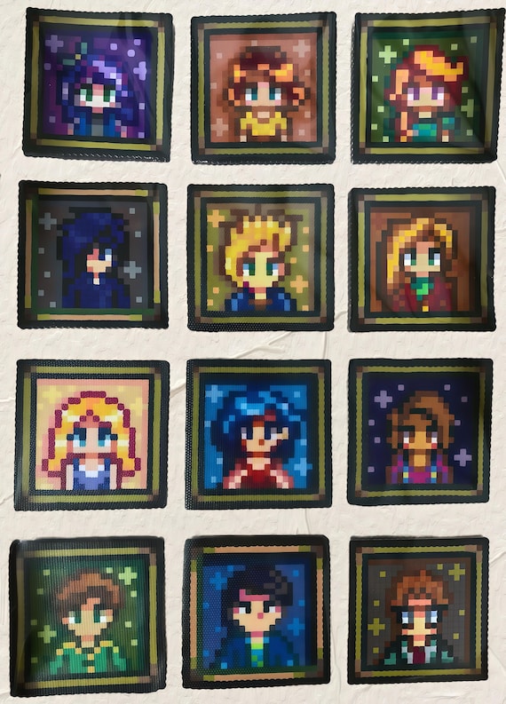 Stardew Valley Marriage Candidate Portrait Perler Bead Art | Handmade Pixel Art Gift | 12 Villagers Characters NPC | Indie Game Decor