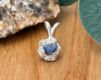 Raw Benitoite Rose Necklace | Rare American Stone Pendant
