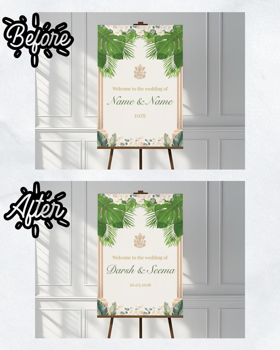 Editable Hindu Wedding Welcome Sign Template | Tropical Indian Tamil ...