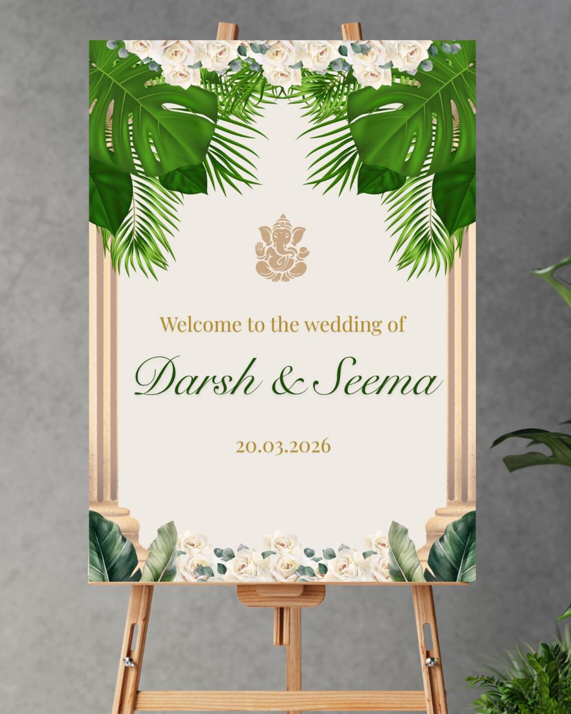 Editable Hindu Wedding Welcome Sign Template | Tropical Indian Tamil ...
