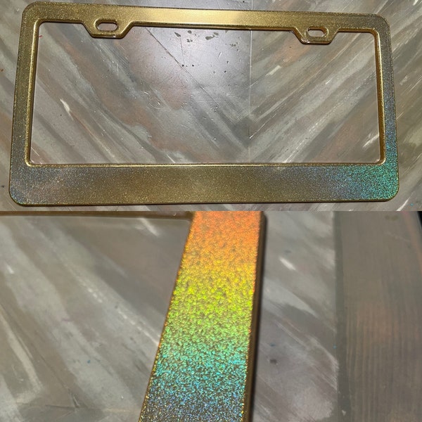 Holographic resin license plate frame