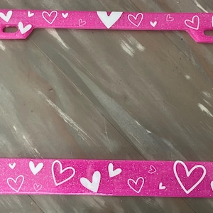 Custom color glitter resin license plate frame with glow in the dark custom small icons