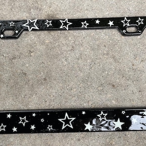 Custom color glitter resin license plate frame with glow in the dark stars