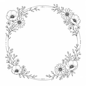 Floral Border SVG PNG | Wildflower Rectangle Frame (Digital Download)