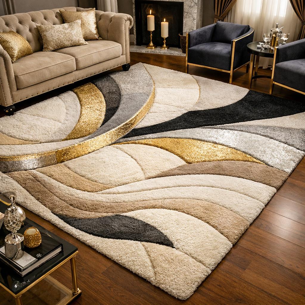Schwarz beiger teppich
