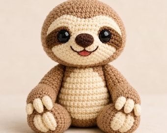 Faultier Amigurumi Häkelanleitung, anfängerfreundliches Plüschtier (PDF Download)