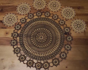 Crystal Beaded Table Centerpiece with Mini Doilies - Handcrafted with Crystal Beads & Czech Crystals