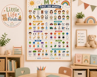 Pôster Enrolado das 100 Primeiras Palavras | Cartaz Educativo Infantil