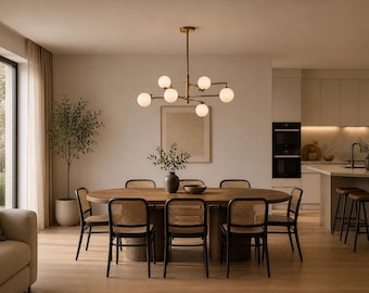 6-Light Gold Dimmable Modern Sputnik Sphere Chandelier With Glass Shade Mid Century Modern