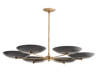 Griffith Chandelier Bronze and Antique Brass Mid Century Modern  Living Room Fixture