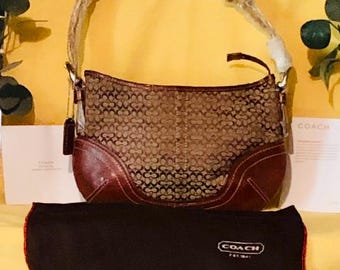 Coach Soho Signature C Monogram Canvas Leather Trim Shoulder Bag