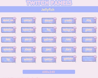 Twitch Panels Jellyfish Theme. 25 Panels with Blank Included
